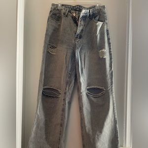 High-Rise Distressed Boyfriend Jeans